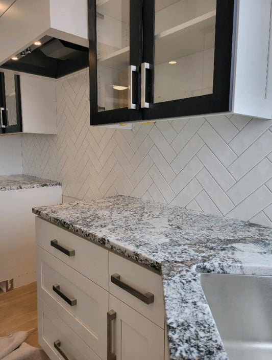 Modern & Classic Harringbone Backsplash