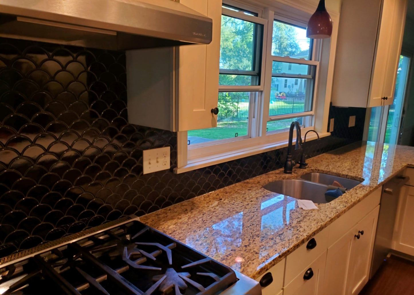 Black Scalloped Tile Backsplash