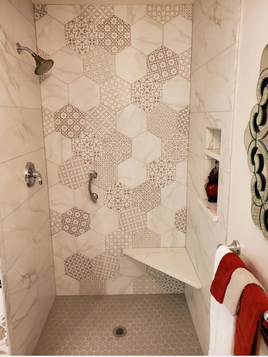 Shower Remodel w/Accent Wall (Hexagon Tile)